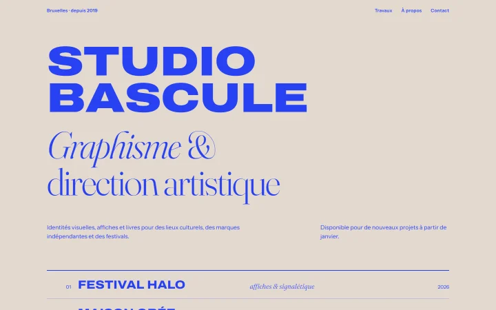 L’accueil du site Studio Bascule.