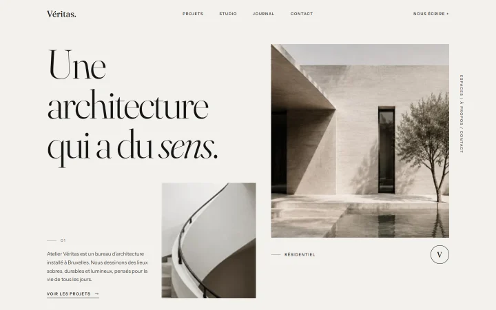 Exemple de site : Atelier Véritas, architecture, « Une architecture qui a du sens ».